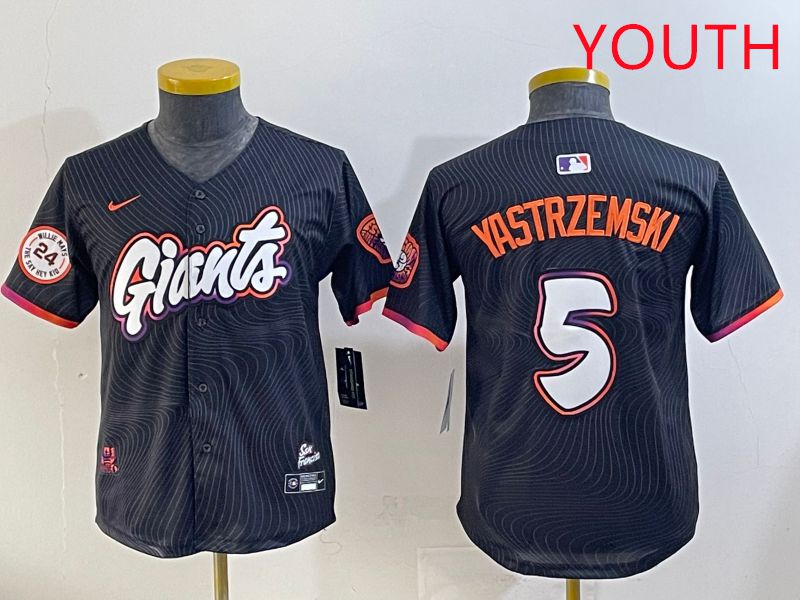 Youth San Francisco Giants #5 Yastrzemski Black Joint Name 2025 Nike MLB Jersey style 32->youth mlb jersey->Youth Jersey